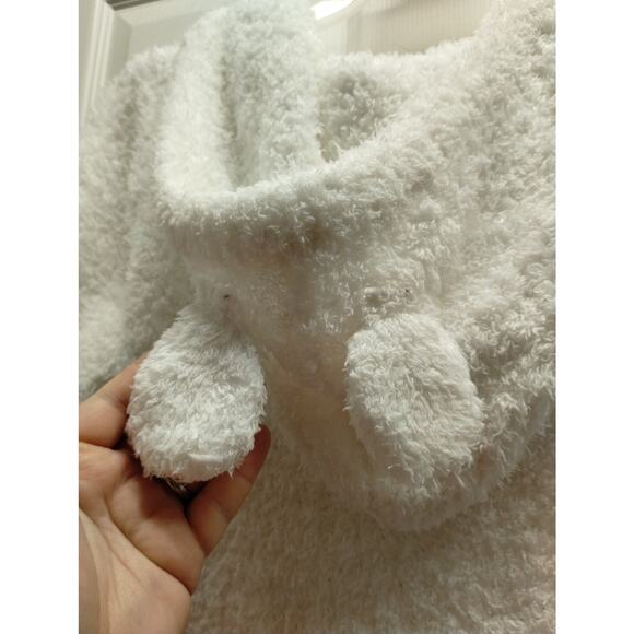 POL Anthropologie Size Medium White Fuzzy Fleece Zip-Up Teddy Bear Hoodie - Picture 7 of 7